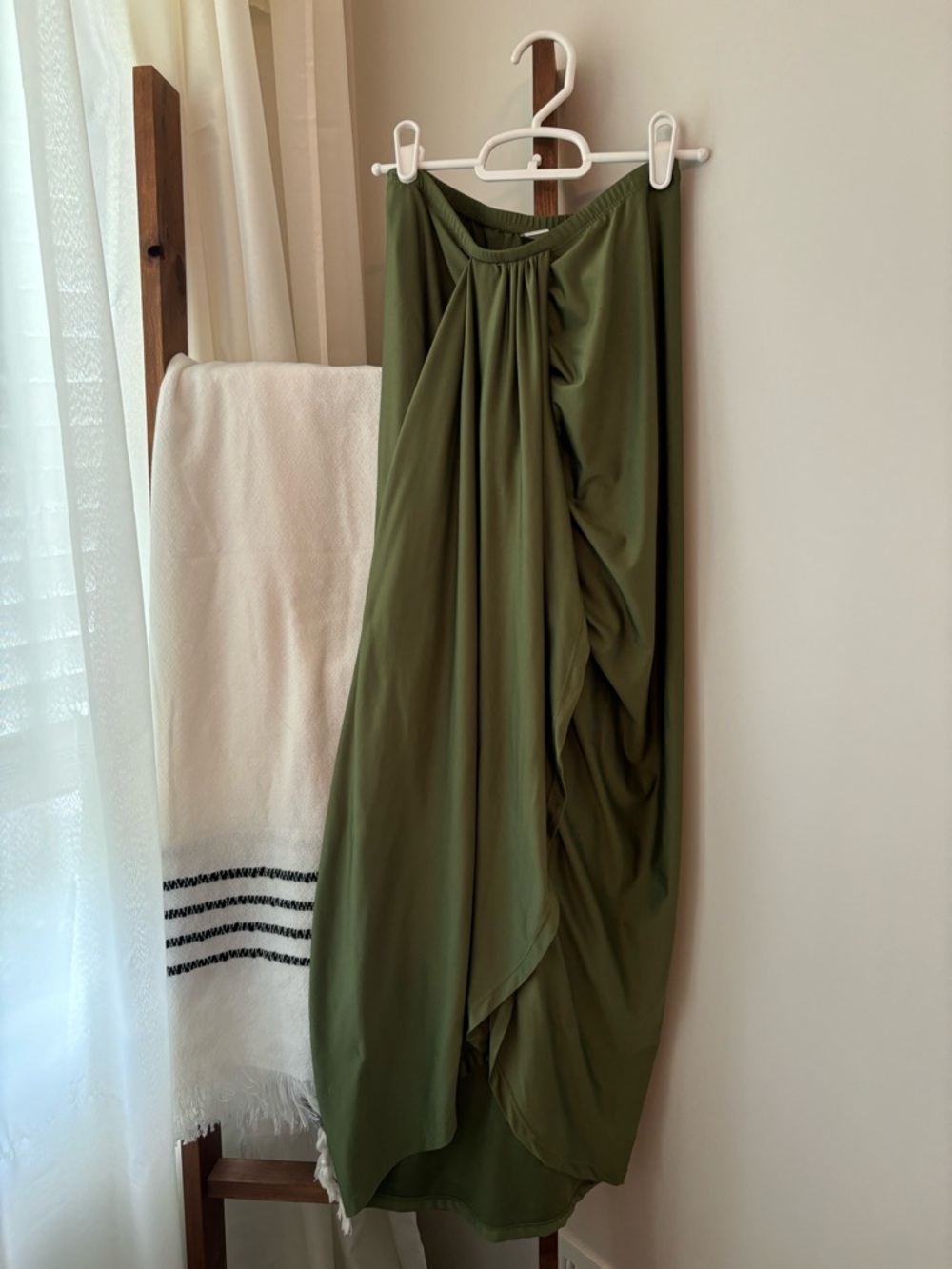 Source Unknown Olive Draped Maxi Skirt